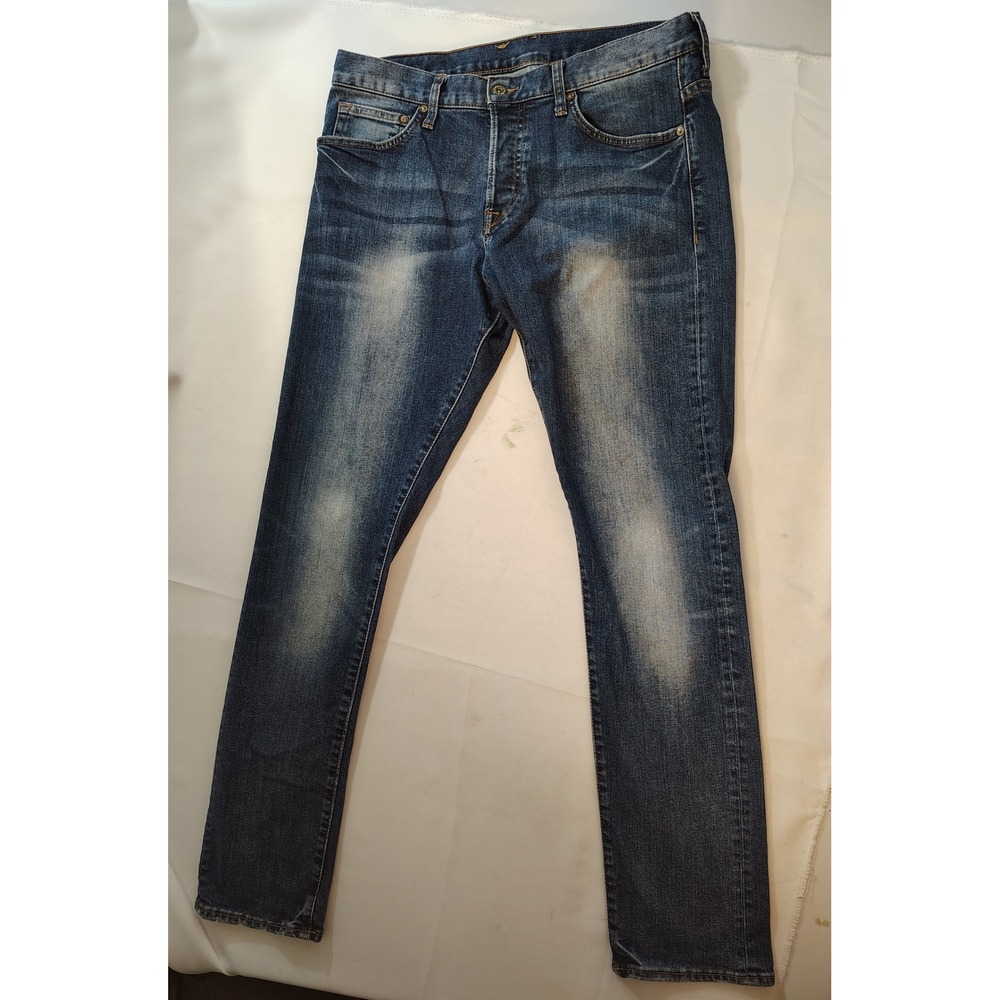 H&M Denim Mens Jeans Slim Low Waist Button Fly Casual Blue Med‎ Wash Pants 34x32